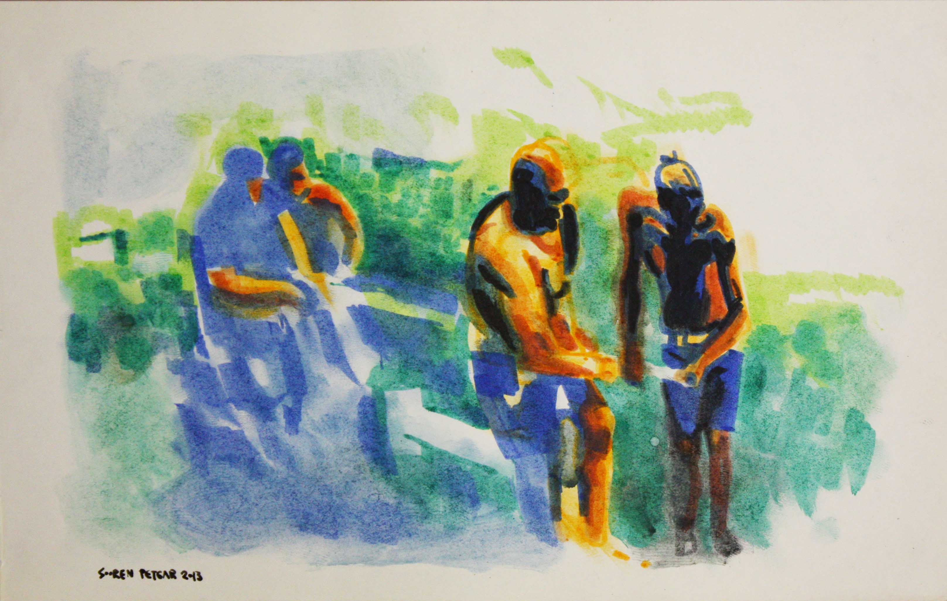 Soorena Petgar , Workers of Landscape , 2013 , Marker On Paper , 20 x 12.8 Cm