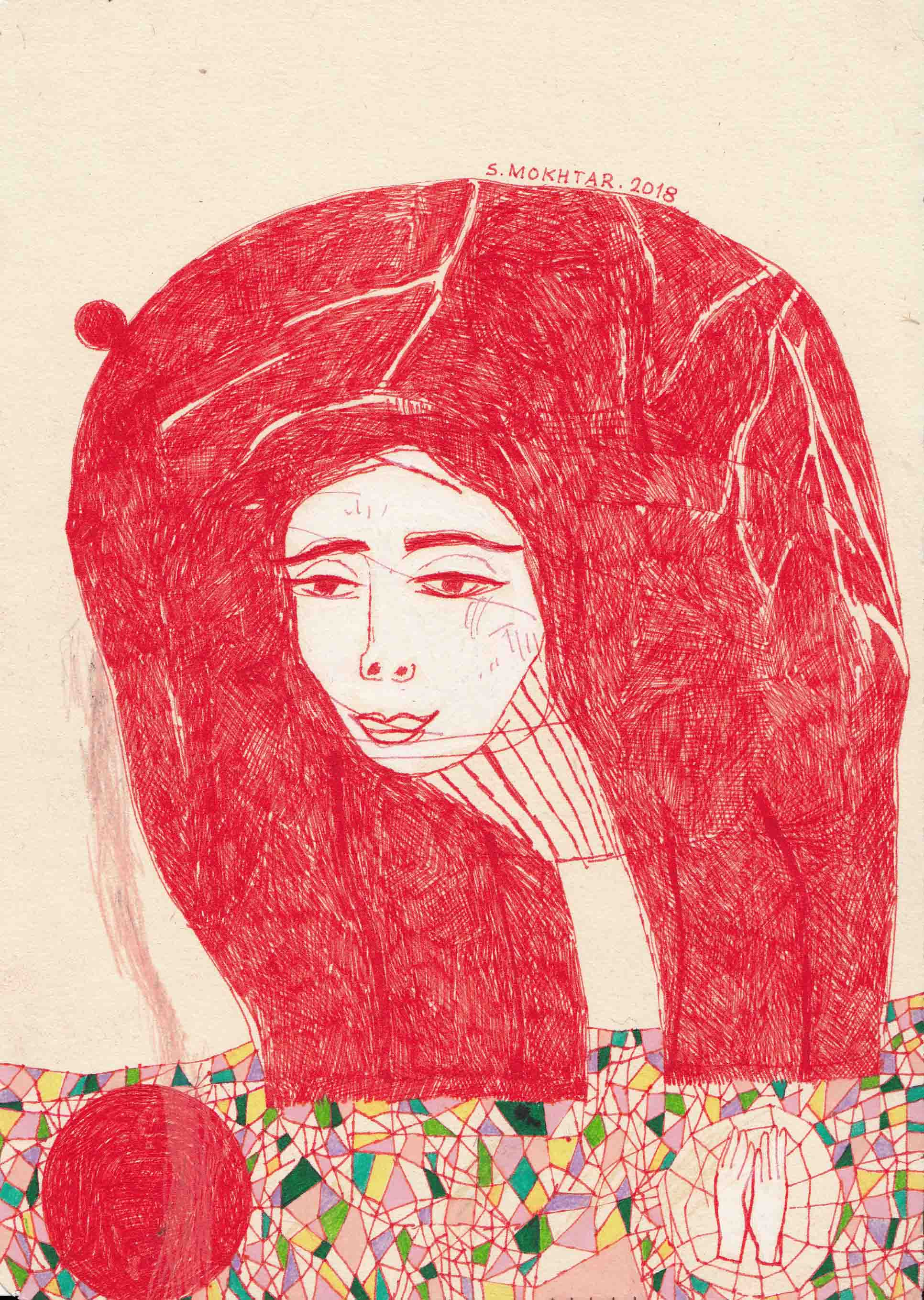 Soheil Mokhtar , Untitled , 2018 , Colored Pen & Pencil On Paper , 16  x 23 Cm