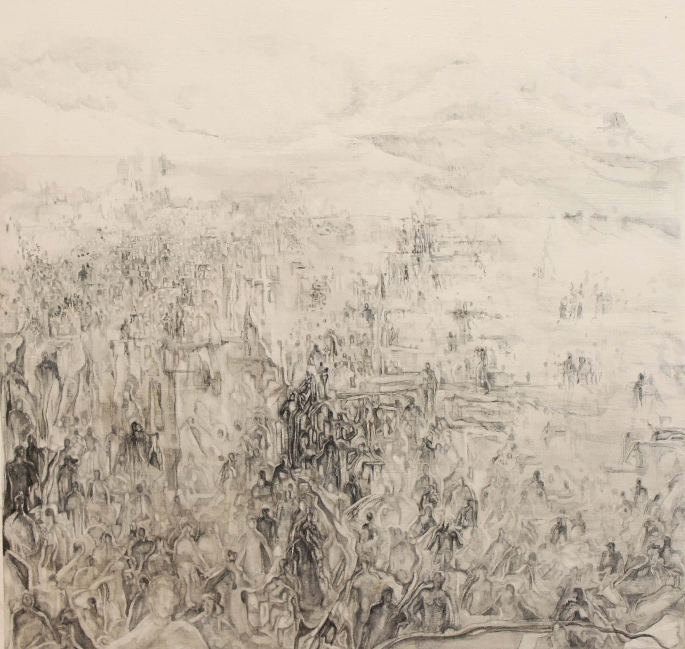 Yasaman Nozari , Landscape , 2017, Watercolor  On Paperboard , 37 x 37 Cm