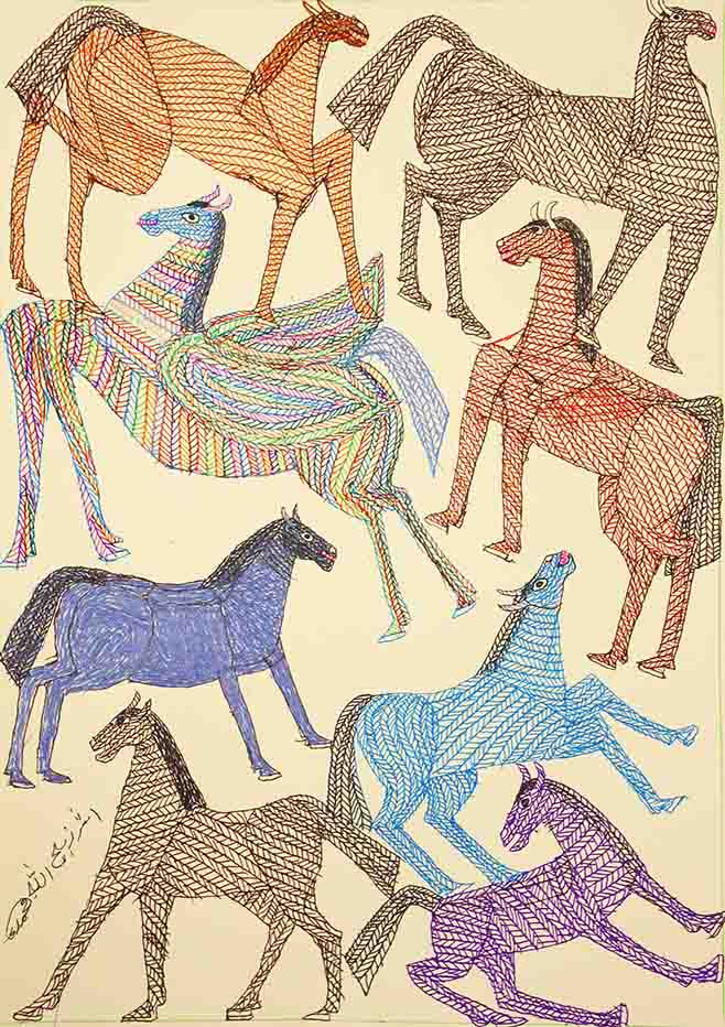 Zabihullah Mohammady , Untitled , 2019 , Colour Pen On Paper , 30 x 42 Cm