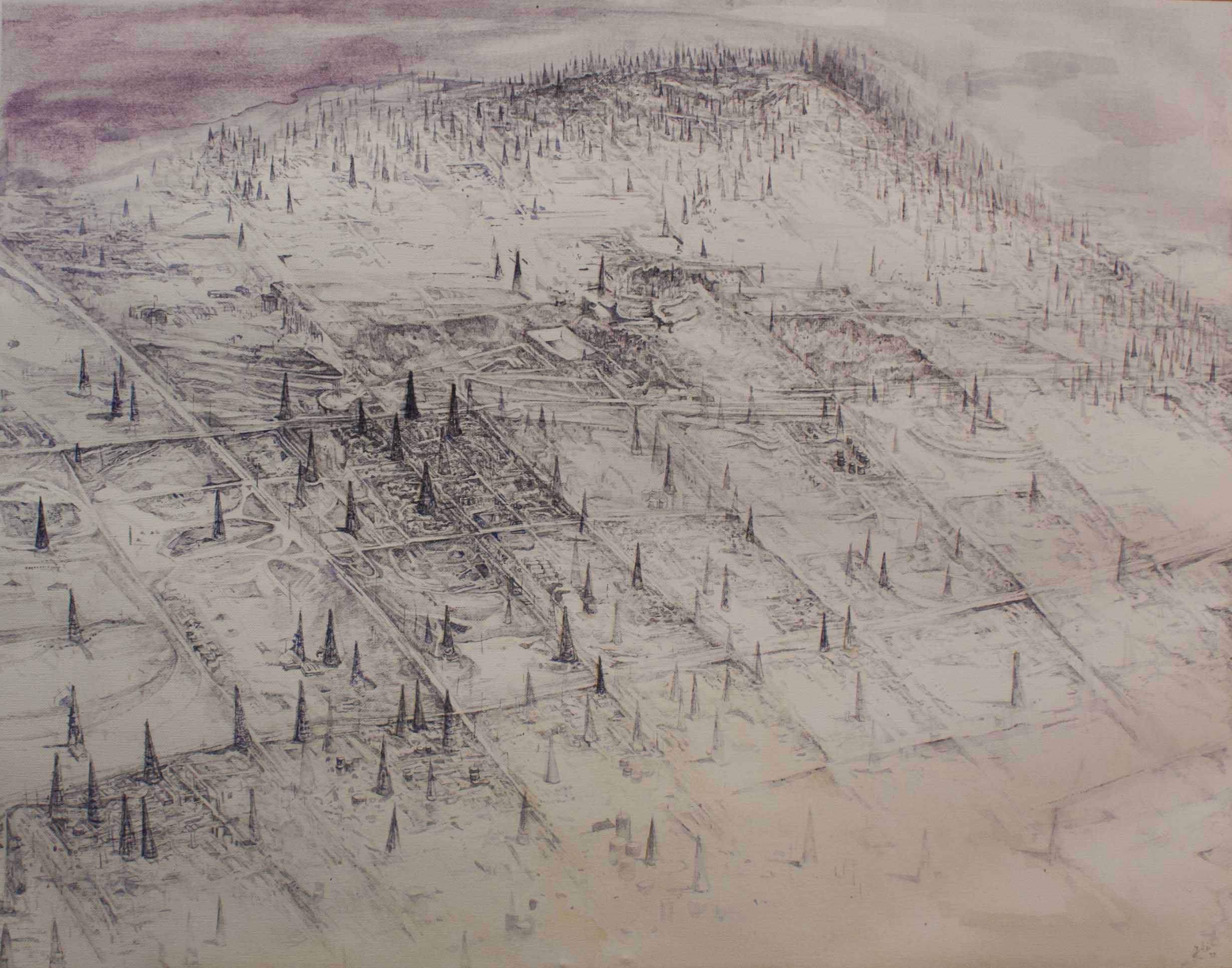 Yasaman Nozari , Gird , 2016, Pen & Ink On Paperboard , 56  x 43.5 Cm