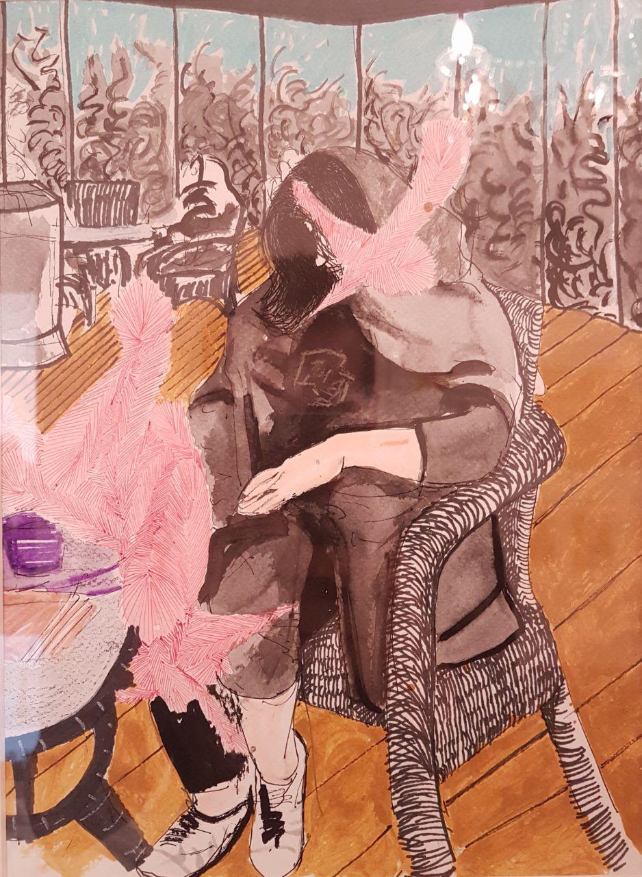 Sara Rahmanian , Feather ,  2016 , Mixed Media On Paper , 20 x 15 Cm