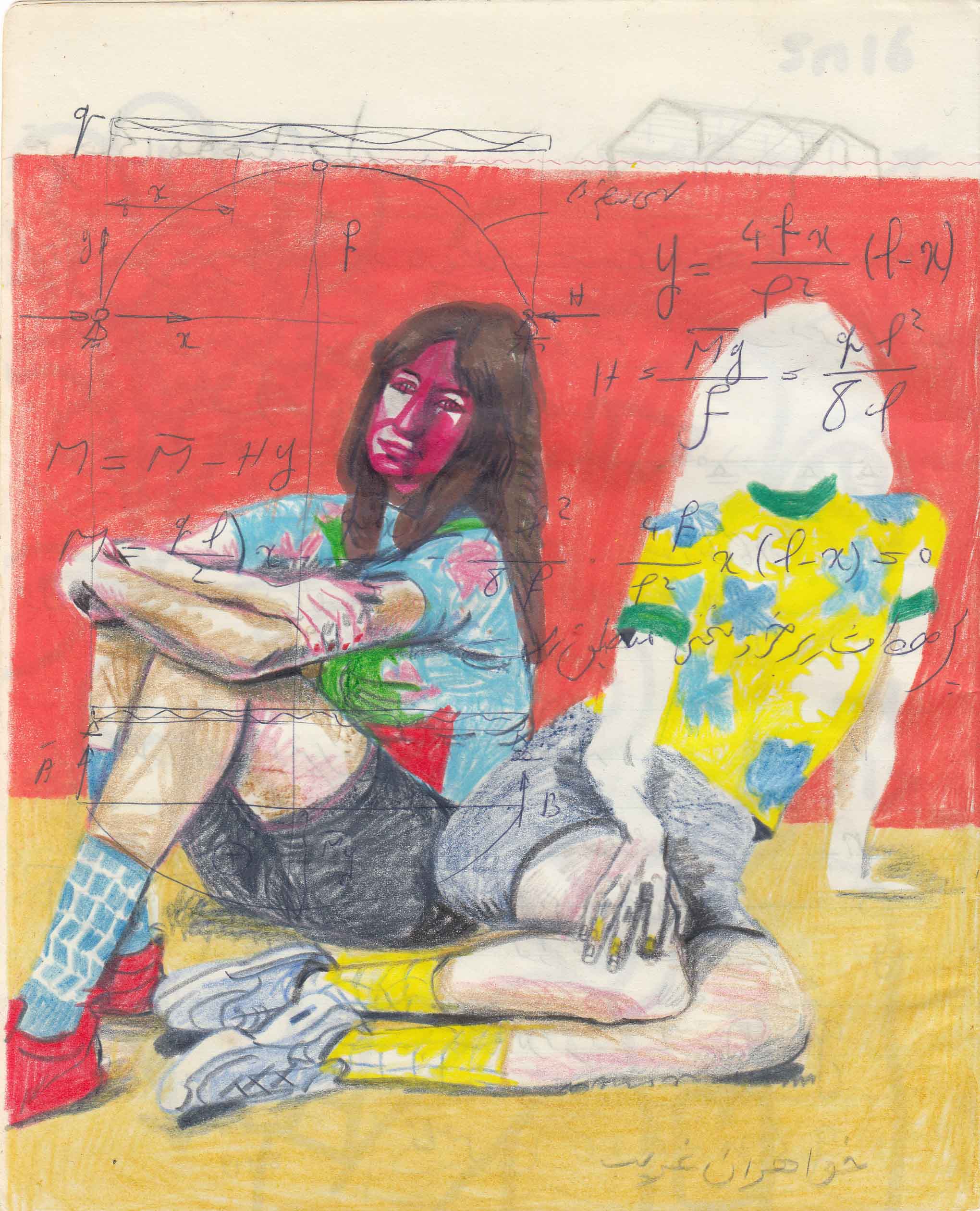 Soorena Petgar , Untitled , Pencil Crayon & Pen On Paper , 17 x 21 Cm