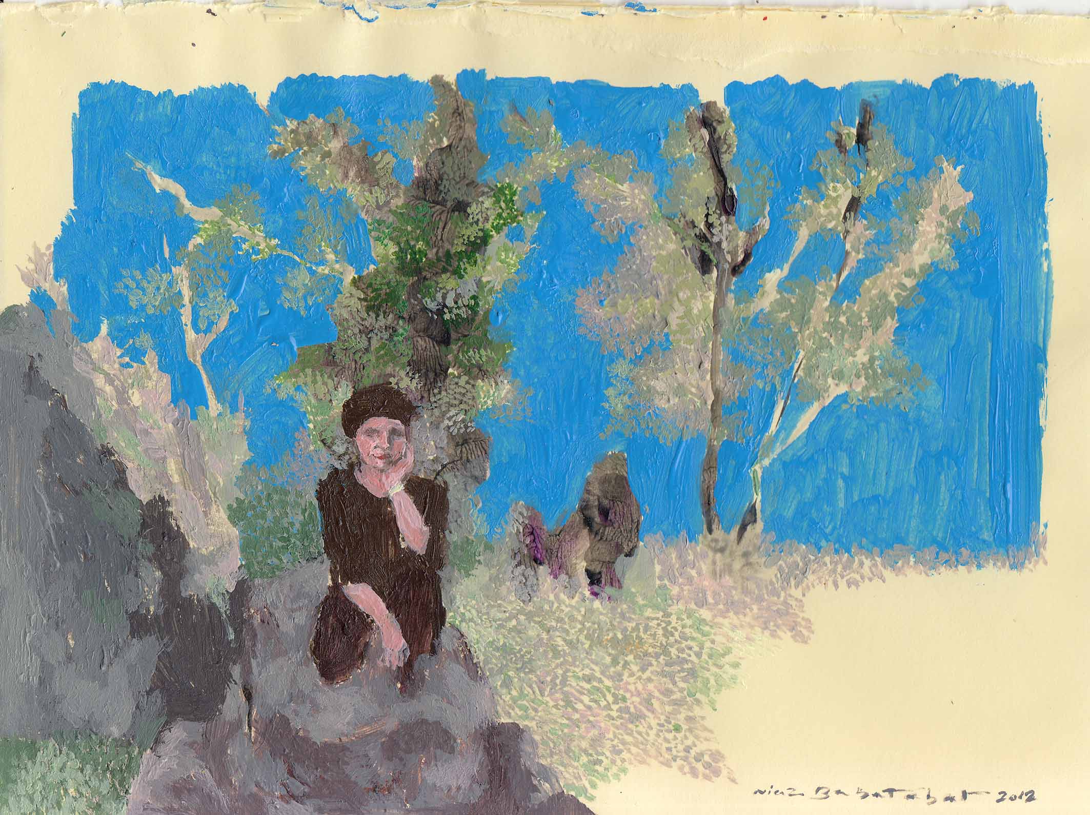 Niaz Babatabar , After the trip , 2013 ,  Acrylic On Paper , 16 x 12 Cm