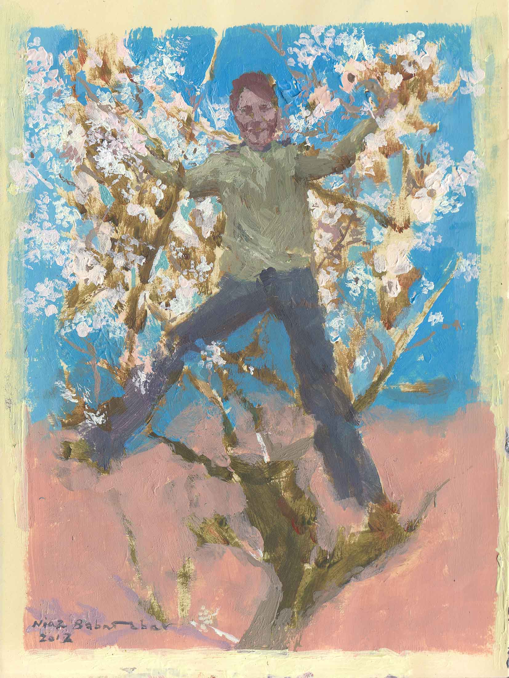 Niaz Babatabar , Memories of spring , 2012 ,  Acrylic On Paper , 12 x 16  Cm