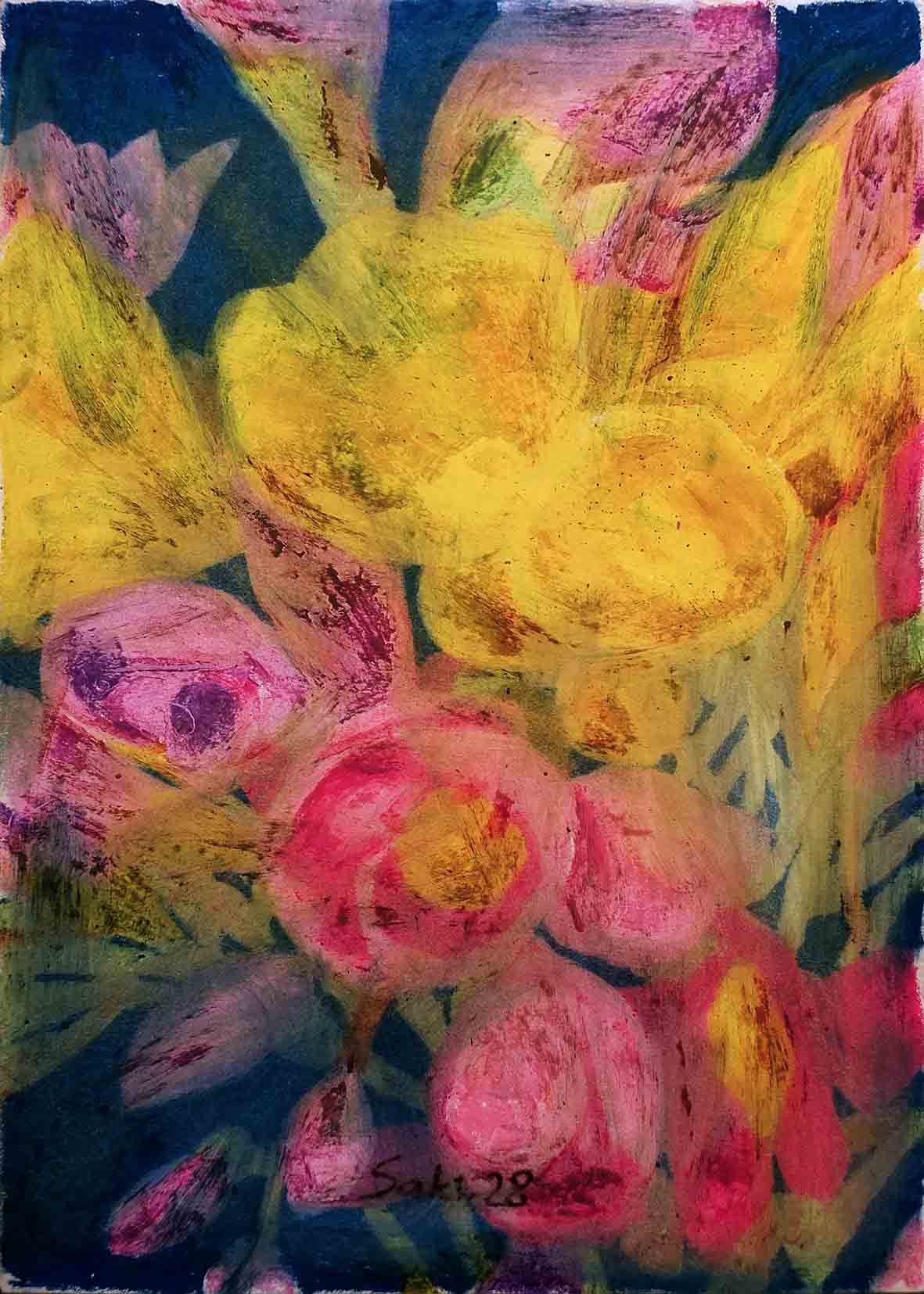Mahmoud Saki , Untitled , 2016 , Oil pastel On Paperboard, 29.7 X 42 Cm