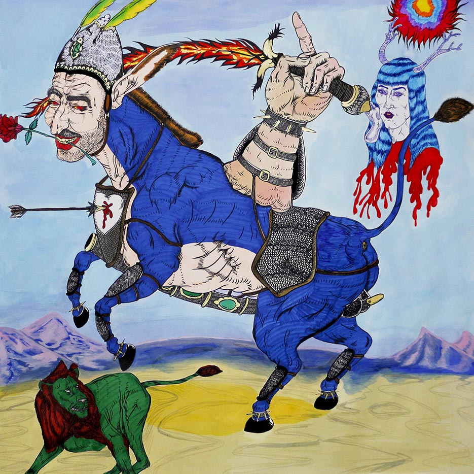 Amirhossein Akbari Alavijeh , Untitled , 2018 , Ink & rapid on paper , 67 x 67 cm