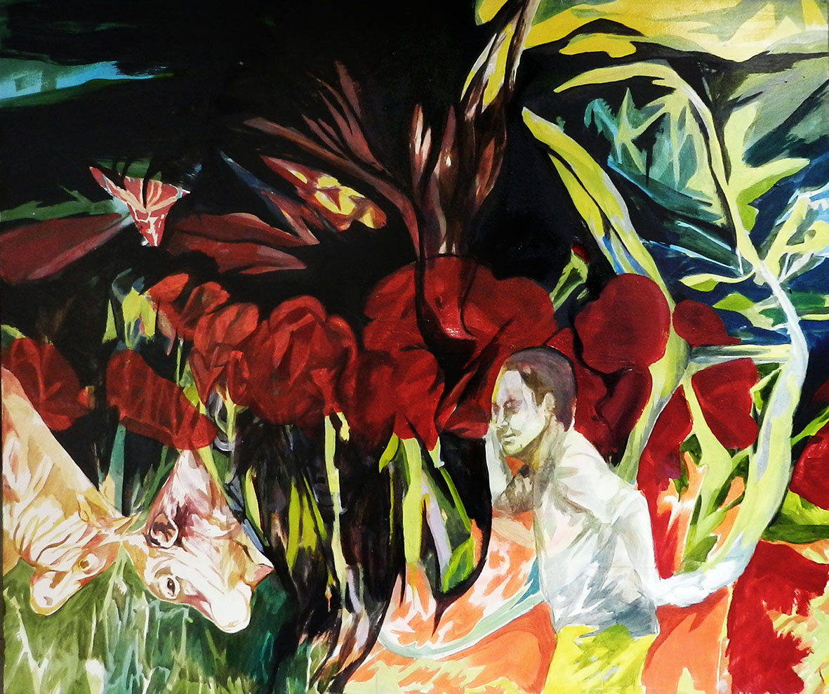 Farokh Noor O Ney ,Wild corn poppy , 2016 , Oil On Canvas , 120 x 100 Cm