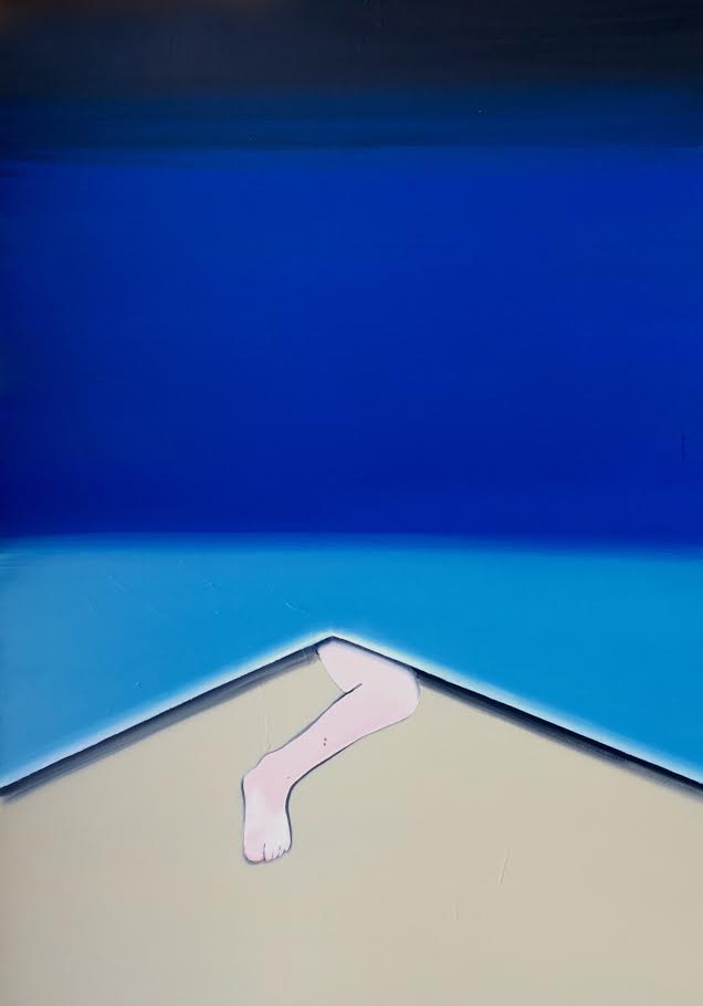 Sara Rahmanian , From behind the blue face ,  2016 , Acrylic On Canvas , 50 x 70 Cm