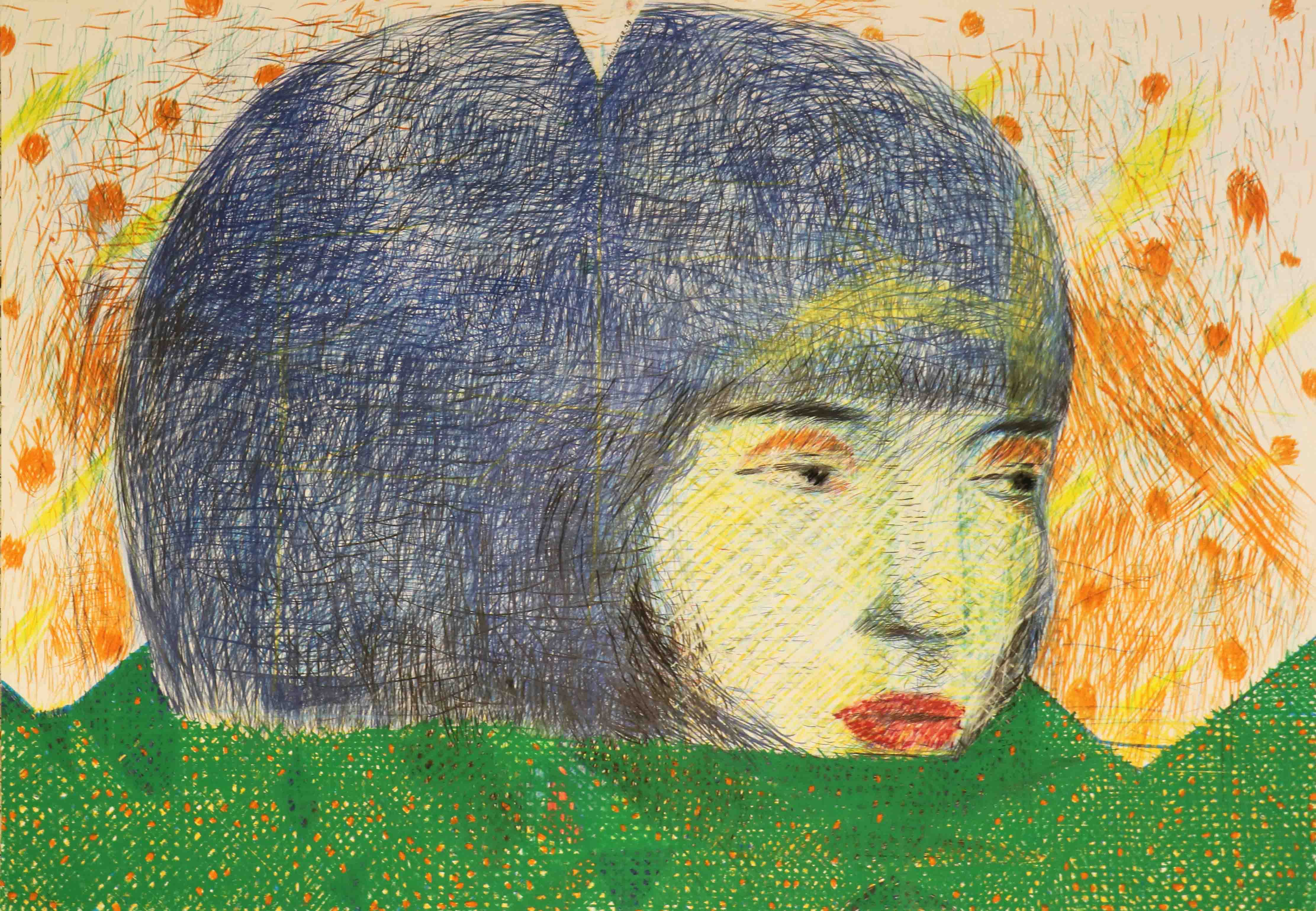 Soheil Mokhtar , Untitled , 2018 , Pencil Crayon & Pastel On Paper , 100 x 70  Cm